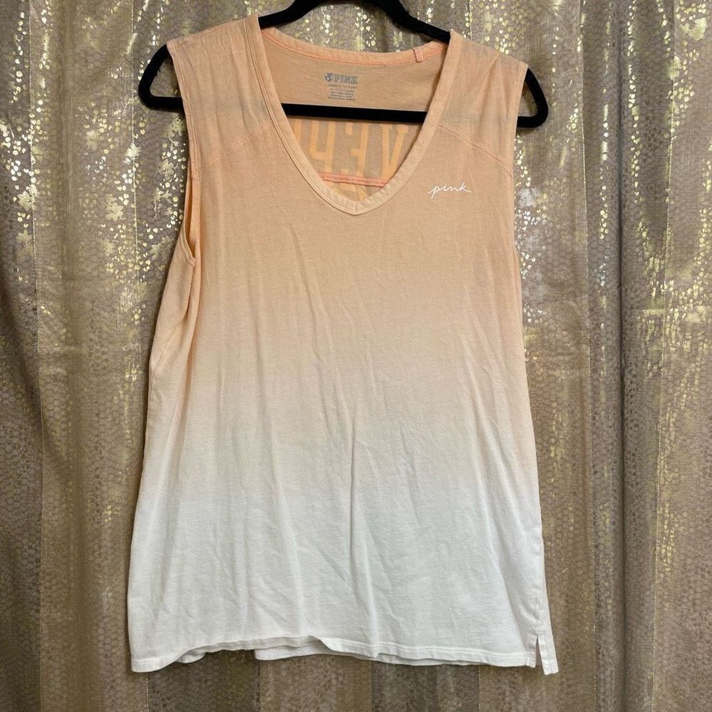 Victoria’s Secret Pink Women’s Small Orange White Tie Dye Tank Top Shirt Cotton